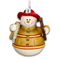 Firefighter Snowman Ornament