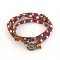 Red/White/Blue Bead Wrap Bracelet