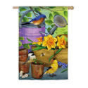 Birds by the Watering Can Banner