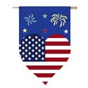 Patriotic Heart and Fireworks Banner