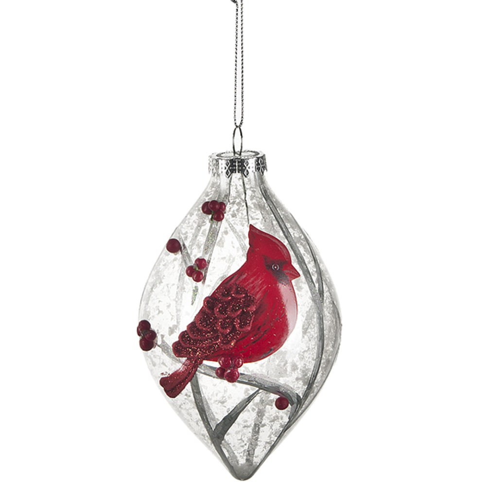 Cardinal Glass Ornaments (Tear Drop)