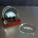 Arkansas Razorback Glass Round Coaster Set