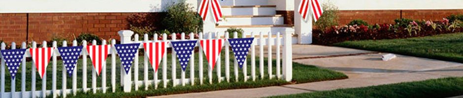 American flag pennants put the finishing details on your home or business patriotic decorating.