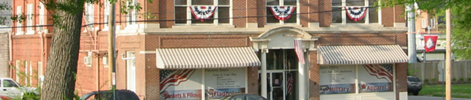 Bunting full fans displayed at The Wyllie Mansion.