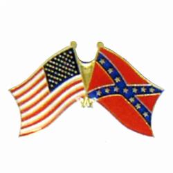 Waving Confederate and USA Flag Lapel Pin, GPIN749
