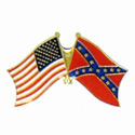 Waving Confederate and USA Flag Lapel Pin