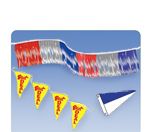 string pennants, fringe pennants, advertising pennants, single pennants, sports pennants, custom pennants, icicle pennants, finger wave pennants