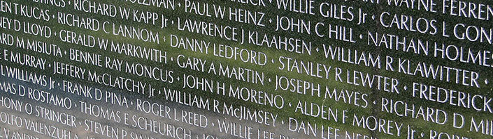 Names from the Vietnam Veterans Memorial in Washington, D.C.