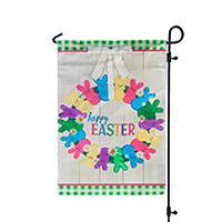 Colorful Bunny Wreath Garden Applique Flag, EE169423G