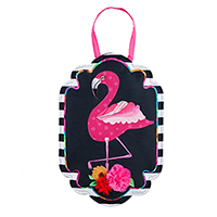 Flamingo Stripes and Flowers Door Hanger, EE2DHB2281