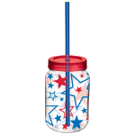 Patriotic Mason Cup w/ Straw, A3903023