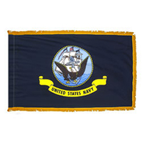Navy Fringed Flag with Pole Hem
