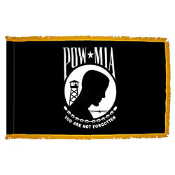 POW MIA Double-Sided Fringed Flag with Pole Hem, APOWM35PHFD