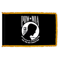 POW MIA Double-Sided Fringed Flag with Pole Hem, APOWM35PHFD