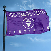 ISO 13485:16 Certified Flag, BSIISO1348516F