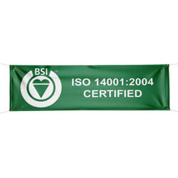 BSI ISO 14001:2004 Certified Banner - Double Sided, BSIISO1400439HD