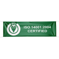 BSI ISO 14001:2004 Certified Banner - Double Sided, BSIISO1400439HD