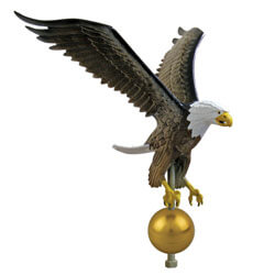 Eagle on ball Flagpole Ornament 18 in x 16 in Aluminum - Hand Painted, CEAGL0563