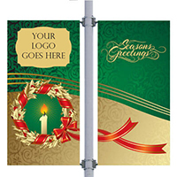Holly Wreath Double Street Pole Banner
