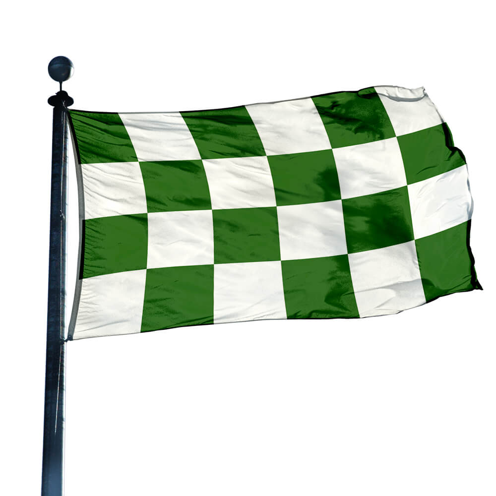 Green and White Checkered Economy Polyester Flag (3 ft. x 5 ft