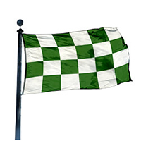 Green and White Checkered Economy Polyester Flag (3 ft. x 5 ft.), DFLAG35CHECGWP