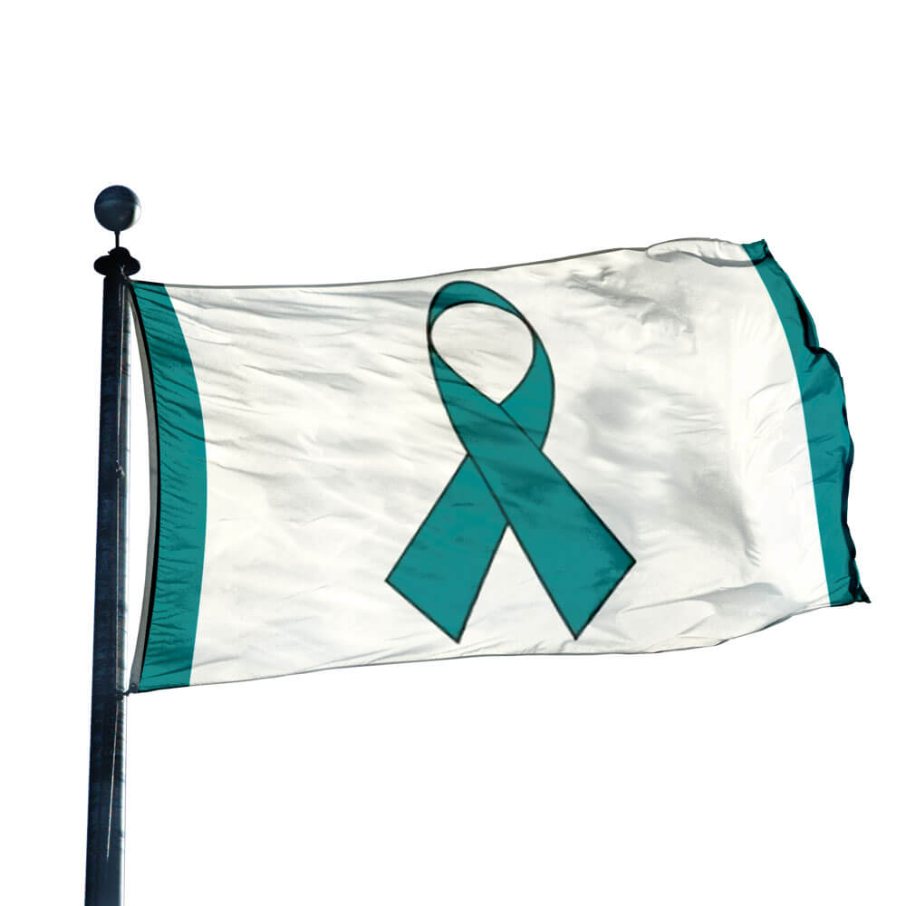 Ovarian Awareness Support Teal Ribbon September Garden House Yard Flag 