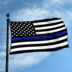 Thin Blue Line American Flag 3x5 FT – Black & White US Police Support Flag – 150D Polyester