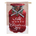 Merry Christmas Milk Can Burlap House Flag (28 in. x 44 in.)