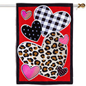 Patterned Hearts Burlap House Flag (28 in. x 44 in.), EE13B10121H