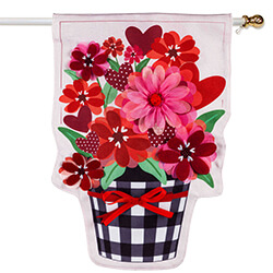 Buffalo Check Flower Pot Burlap House Flag (28 in. x 44 in.), EE13B10145H