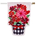 Buffalo Check Flower Pot Burlap House Flag (28 in. x 44 in.), EE13B10145H