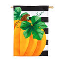 Pumpkin Stripe Burlap House Flag EE13B9898H