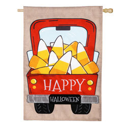 Candy Corn Truck Burlap House Flag