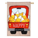 Candy Corn Truck Burlap House Flag