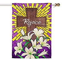 Stained Glass Easter Cross Textured Suede House Flag (28 in. x 44 in.)