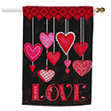 Hanging Love Hearts Textured Suede House Flag (28 in. x 44 in.)