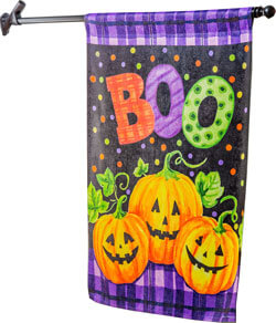 Boo Jack-o-Lanterns Textured Suede House Flag (29 in. x 43 in.), EE13ES10514H