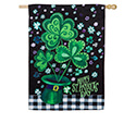 Shamrocks Buffalo Plaid Textured Suede House Flag (28 in. x 44 in.), EE13ES9488H
