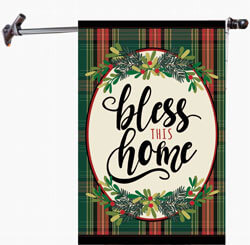 Bless This Home Plaid Linen House Flag (28 in. x 44 in.), EE13L10014H