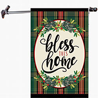 Bless This Home Plaid Linen House Flag (28 in. x 44 in.), EE13L10014H