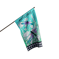 Dragonflies and Wildflowers House Linen Flag, EE13L10909H