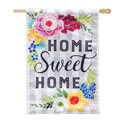 Home Sweet Home Plaid Floral Linen House Flag EE13L9471H
