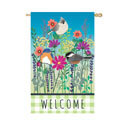 Wild Flowers Welcome Linen House Flag EE13L9609H