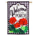 Welcome to Our Porch Geraniums Linen House Flag EE13L9717H