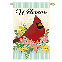 Spring Floral Cardinal Linen House Flag EE13L9764H