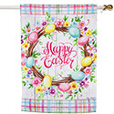 Easter Floral Wreath Suede House Flag (28 in. x 44 in.), EE13S10170H