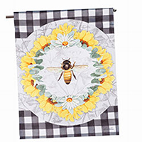 Honey Bee and Flowers Suede House Flag (28 in. x 44 in.), EE13S10307H