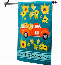Fall Sunflower Truck Suede House Flag (29 in. x 43 in.), EE13S10484H