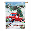 Christmas Farm Pickup Suede House Flag (29 in. x 43 in.), EE13S8709H