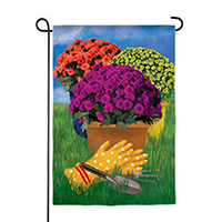 Potted Mums Burlap Garden Flag EE14B10012G